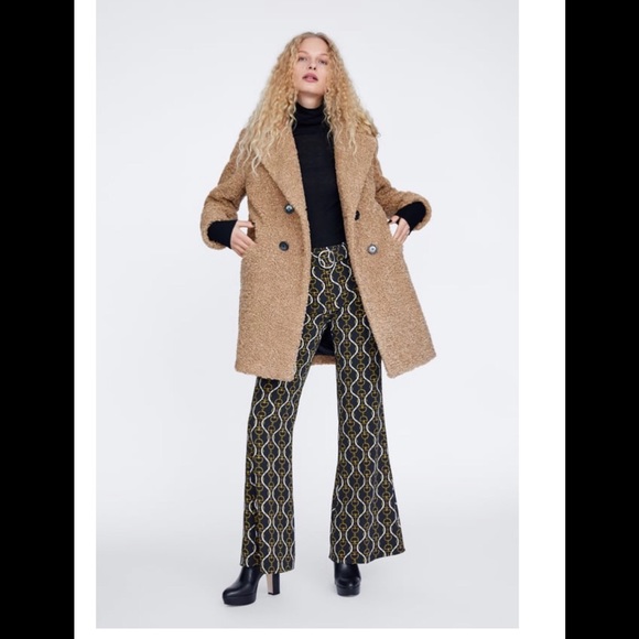 zara shearling textured coat